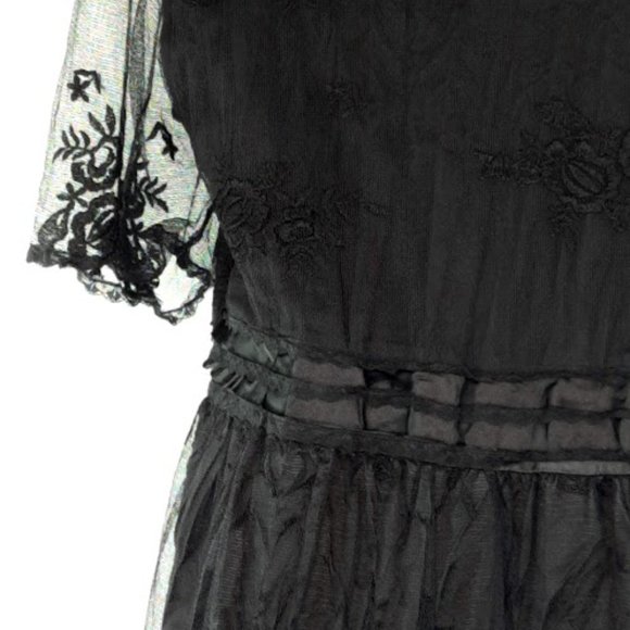 Vintage Elegant Black Beaded Lace Formal Evening Top - Picture 2 of 14